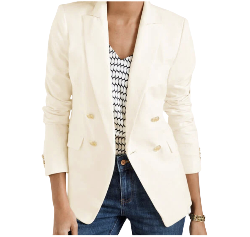 Textured Double-Breasted Blazer